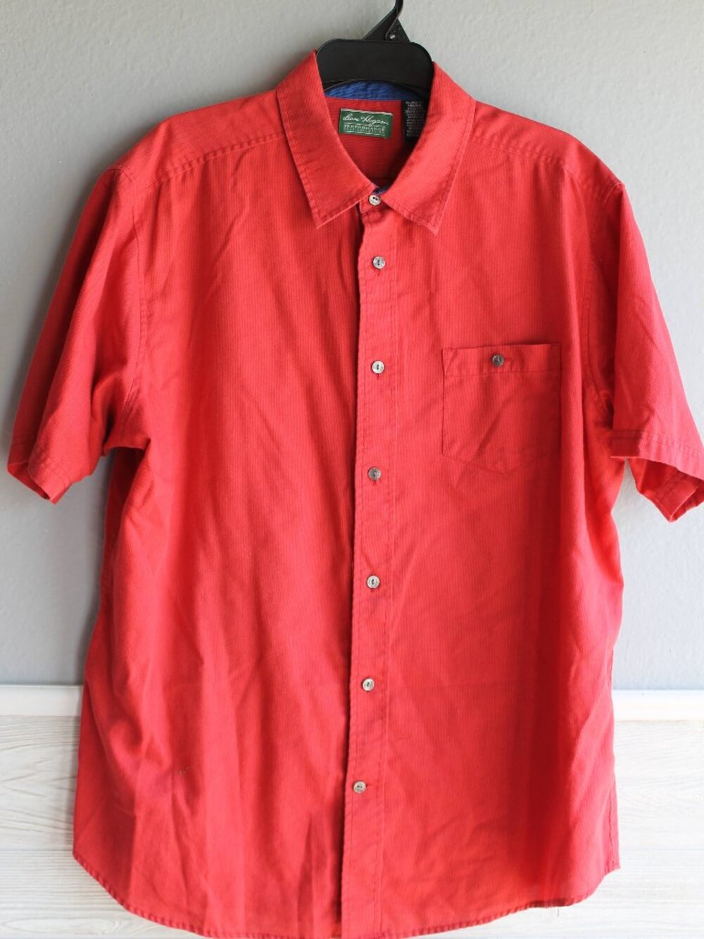 Ben Hogan Performance Red Short Sleeve Button Down Golf Shirt Men's XL